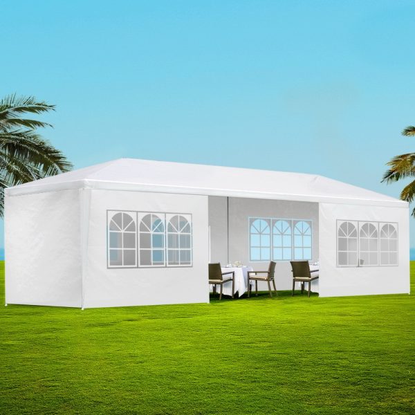 Gazebo 3×9 Outdoor Marquee Gazebos Wedding Party Camping Tent 8 Wall Panels – White