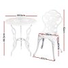 3PC Outdoor Setting Cast Aluminium Bistro Table Chair Patio – White