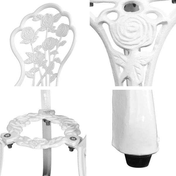 3PC Outdoor Setting Cast Aluminium Bistro Table Chair Patio – White