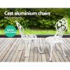 3PC Outdoor Setting Cast Aluminium Bistro Table Chair Patio – White