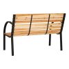 Outdoor Garden Bench Seat 120cm Wooden Steel 2 Seater Patio Furniture Natural