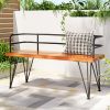 Outdoor Garden Bench Seat 122cm Wooden Steel 3 Seater Patio Furniture