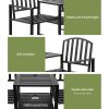 Outdoor Garden Bench Seat Loveseat Steel Table Chairs Patio Furniture Black