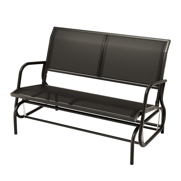 Outdoor Garden Bench Seat Swing Glider Rocking 2 Seater Patio Furniture Black