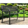 Outdoor Garden Bench Seat Steel Outdoor Furniture 2 Seater Park Black