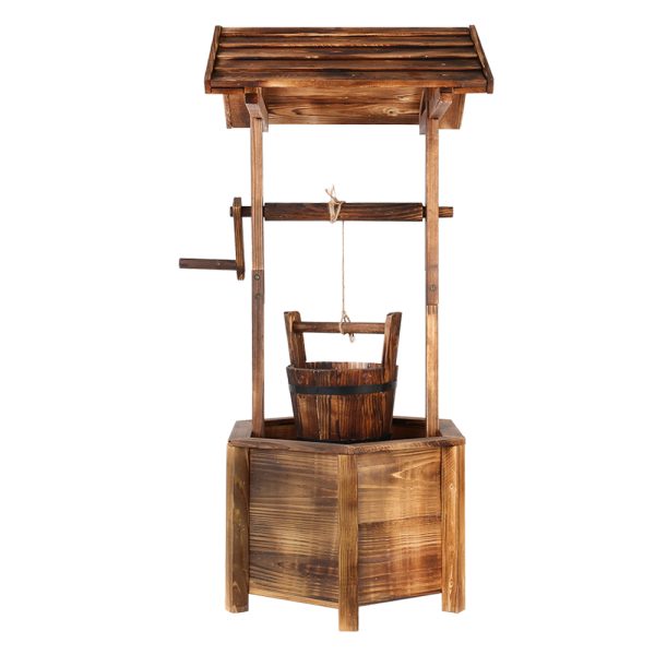 Garden Decor Outdoor Ornament Wooden Wishing Well