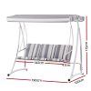 Outdoor Swing Chair Garden Bench Furniture Canopy 3 Seater White Grey