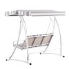 Outdoor Swing Chair Garden Bench Furniture Canopy 3 Seater White Grey