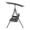 Outdoor Swing Chair Garden Furniture Canopy Cup Holder 2 Seater Grey