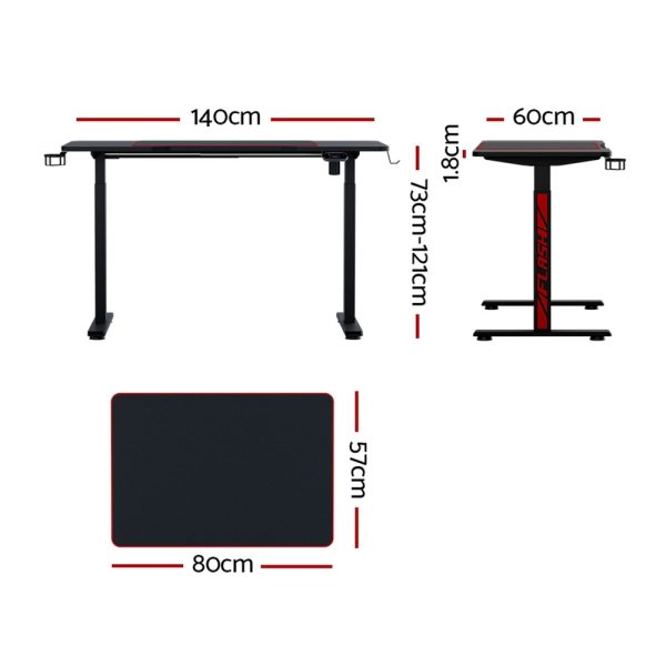 Electric Standing Desk Gaming Desks Sit Stand Table RGB Light Home Office.