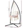 Hammock Chair Swing Bed Relax Rope Portable Outdoor Hanging Indoor 124CM – Cream, With X Shap Stand