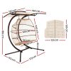 Outdoor Furniture Lounge Hanging Swing Chair Egg Hammock Stand Rattan Wicker – Latte