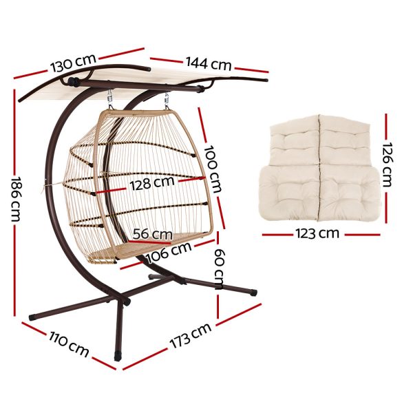 Outdoor Furniture Lounge Hanging Swing Chair Egg Hammock Stand Rattan Wicker