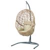 Outdoor Egg Swing Chair Wicker Rattan Furniture Pod Stand Cushion Yellow