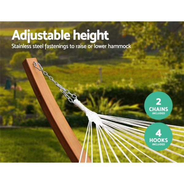 Hammock Bed Outdoor Camping Garden Tassel Timber Hammock White