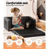 Kids Convertible Sofa 2 Seater PU Leather Children Couch Lounger – Black