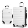 Luggage Trolley Set Travel Suitcase TSA Hard Case White – 2 Sets