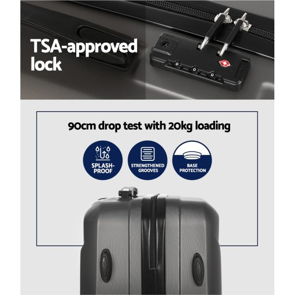 2pc Luggage 12″ 20″ Trolley Travel Suitcase Storage Carry On TSA Lock Dark Grey