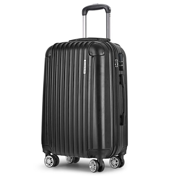 Luggage Trolley Travel Suitcase Set Hard Case Shell Lightweight – Black, 40 L