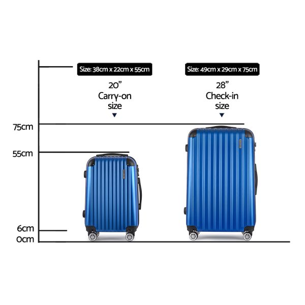 2pc Luggage Trolley Suitcase Sets Travel TSA Hard Case