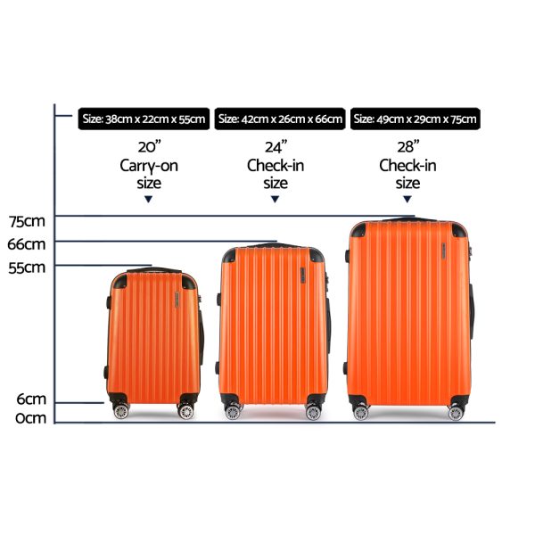 3pc Luggage Sets Trolley Travel Suitcases TSA Hard Case