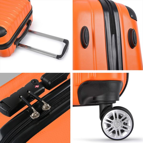 3pc Luggage Sets Trolley Travel Suitcases TSA Hard Case – Orange