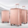 3pc Luggage 20” 24” 28” Trolley Suitcase Sets Travel TSA Hard Case Lightweight – Pink