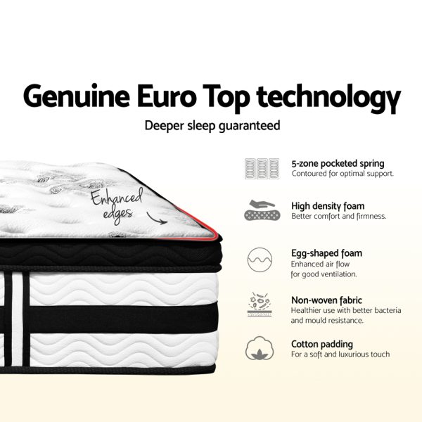 Bays Bedding Algarve Euro Top Pocket Spring Mattress 34cm Thick – SINGLE