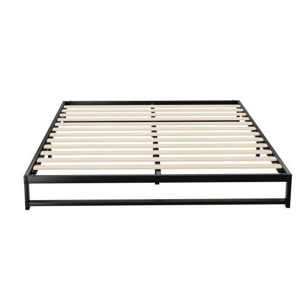 Metal Bed Frame Bed Base Mattress Platform Black BERU – DOUBLE