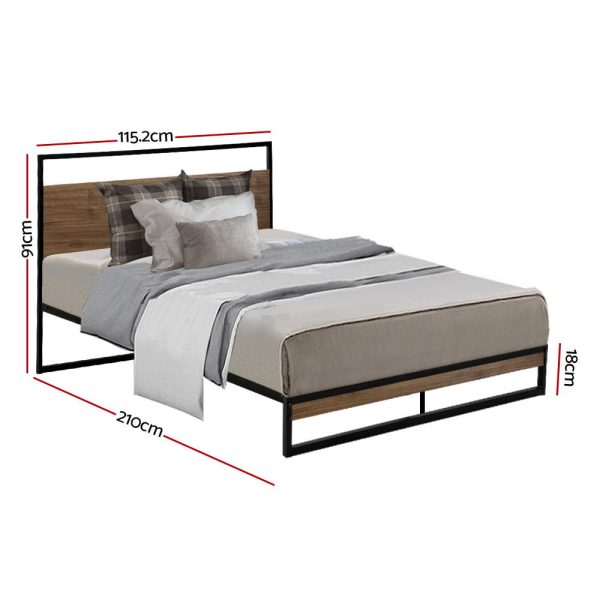 Apache Metal Bed Frame Mattress Base Platform Foundation Black Dane