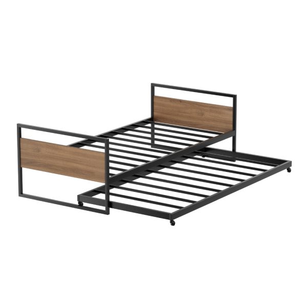 Bed Frame 2x Single Size Metal Trundle Daybed DEAN