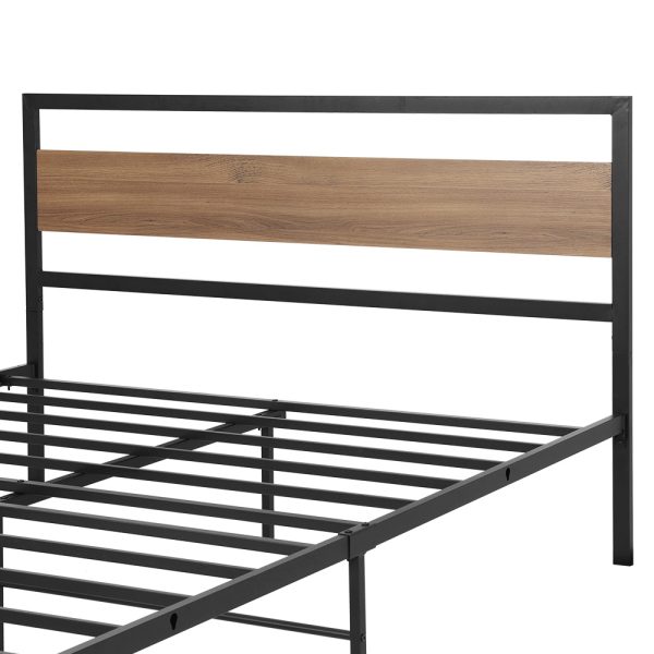 Bed Frame Queen Size Metal Base Mattress Platform Foundation Black DREW