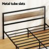 Bed Frame Queen Size Metal Base Mattress Platform Foundation Black DREW