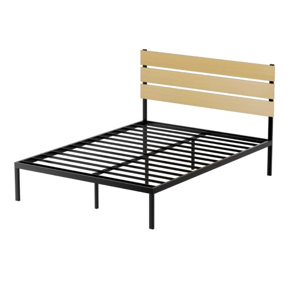 Bed Frame Queen Size Metal Base Mattress Platform Foundation Black PAULA