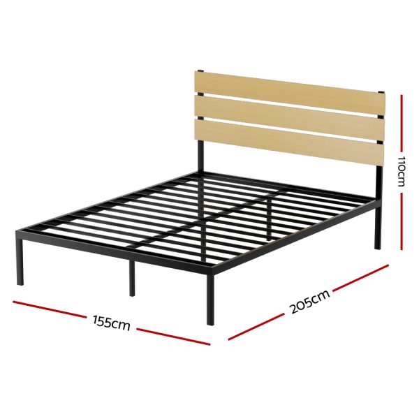 Bed Frame Queen Size Metal Base Mattress Platform Foundation Black PAULA