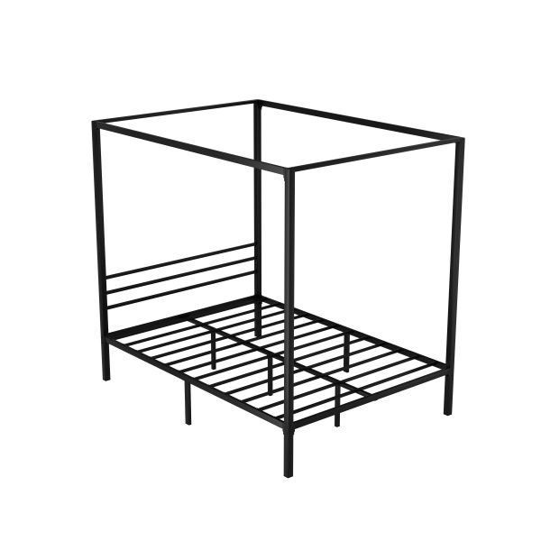 Bed Frame Metal Four-poster Platform Base Black POCHY