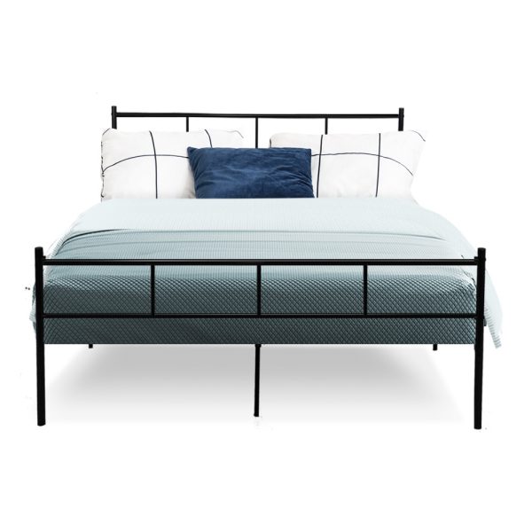 Manna Metal Bed Frame Platform Foundation Mattress Base SOL Black – DOUBLE