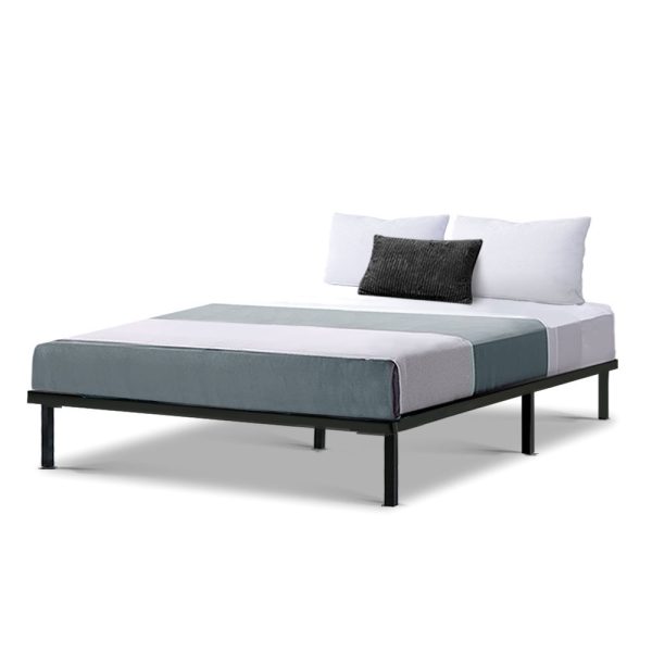 Metal Bed Frame Mattress Base Platform Wooden Black TED – DOUBLE