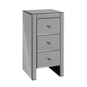 Palatine Mirrored Bedside Tables Drawers Crystal Chest Nightstand Glass – Grey