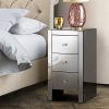 Palatine Mirrored Bedside Tables Drawers Crystal Chest Nightstand Glass – Grey