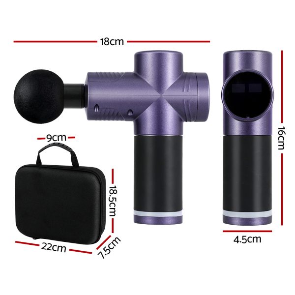 30 Speed Massage Gun 4 Heads Vibration Muscle Massager Chargeable Purple