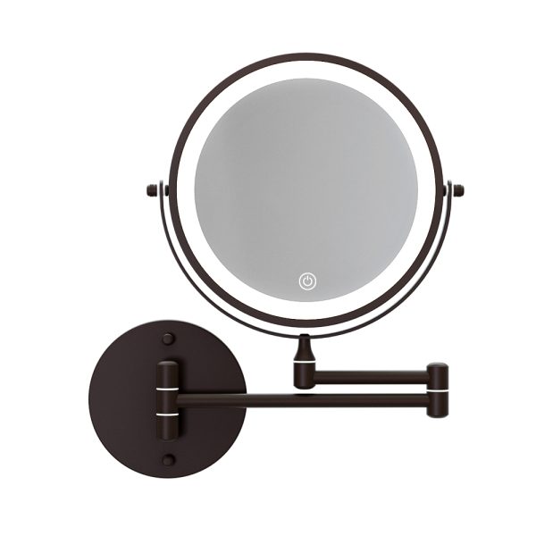 Extendable Makeup Mirror 10X Magnifying Double-Sided Bathroom Mirror – Brown