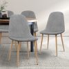 Dining Chairs Set of 4 Linen Curved Slope Grey