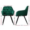 Set of 2 Calivia Dining Chairs Kitchen Chairs Upholstered Velvet – Green