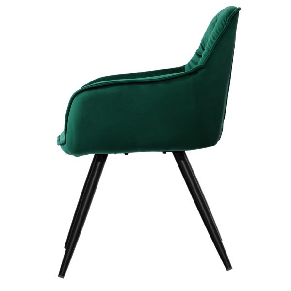 Set of 2 Calivia Dining Chairs Kitchen Chairs Upholstered Velvet – Green