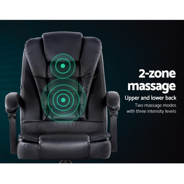 Electric Massage Office Chairs PU Leather Recliner Computer Gaming Seat – Black