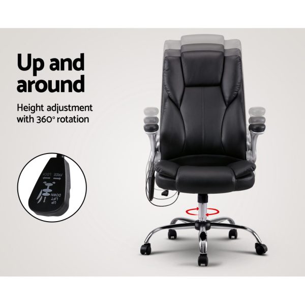 Massage Office Chair 8 Point PU Leather Office Chair – Black