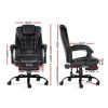 2 Point Massage Office Chair PU Leather Footrest Black