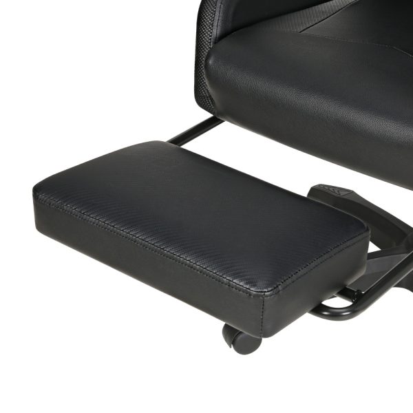 6 Point Massage Gaming Office Chair 7 LED Footrest Black