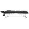 Massage Table 65CM Width 3 Fold Aluminium Portable Beauty Bed Black